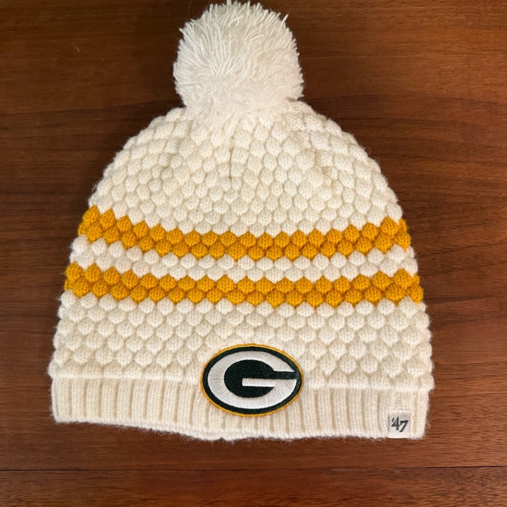 NFL Green Bay Packers 47 Brand White and Gold Adult Knit Beanie
